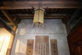 Traditional Chinese Residences interior lantern with painting in Tianshui Folk Arts Museum Hu Shi folk house, Gansu China Royalty Free Stock Photo