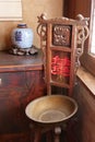 Traditional Chinese Residences interior retro decoration chair cabinet vase and scroll painting in Tianshui Folk Arts Museum Hu