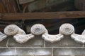 Traditional Chinese Residences interior stone brick wall with ancient carving in Tianshui Folk Arts Museum Hu Shi folk house,