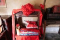 Traditional Chinese Residences interior tools for traditional wedding in Tianshui Folk Arts Museum Hu Shi folk house, Gansu China Royalty Free Stock Photo