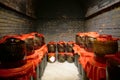 Traditional Chinese Residences interior wine cellar in Tianshui Folk Arts Museum Hu Shi folk house, Gansu China Royalty Free Stock Photo