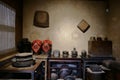 Traditional Chinese Residences kitchen interior in Tianshui Folk Arts Museum Hu Shi folk house, Gansu China Royalty Free Stock Photo