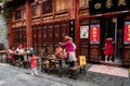 Traditional chinese restaurant of a commercial street in wuhan city