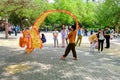 Traditional Chinese Silk Dance in a park.