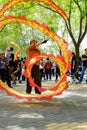 Traditional Chinese Silk Dance in a park.