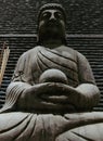 A traditional Chinese statue is a picture of Buddha Sakyamuni