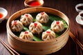 Traditional Chinese steamed dumpling dim sum food snack meal