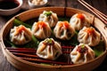 Traditional Chinese steamed dumpling dim sum food snack meal