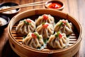 Traditional Chinese steamed dumpling dim sum food snack meal