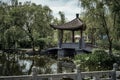 traditional chinese bridge of wuhan garden expo park