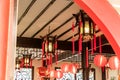Traditional Chinese Style Interior decoration. Lanterns on the ceiling Royalty Free Stock Photo