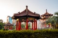 Traditional Chinese style pagoda and pavilion at 228 Peace Memorial Park. Royalty Free Stock Photo