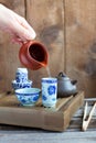 Traditional chinese tea ceremony accessories on the tea table Royalty Free Stock Photo