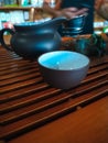 traditional Chinese tea ceremony. bamboo table cup and teapot