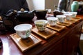 Traditional chinese tea ceremony set up. Royalty Free Stock Photo