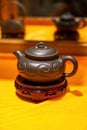 Traditional Chinese tea set purple clay teapot close-up Royalty Free Stock Photo