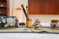 Traditional Chinese tea sets on a table Royalty Free Stock Photo