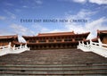 Traditional Chinese temple with a positive saying Royalty Free Stock Photo