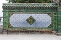 Traditional Chinese Wall With Details Of Glazed Green And Grey Tiles Royalty Free Stock Photo