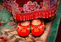 Traditional Chinese wedding shoes Royalty Free Stock Photo