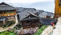 Traditional chinese Zhuang Long Ji minority village wooden houses