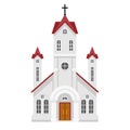 Traditional christian catholic faith church religion building flat design isolated icon vector illustration