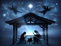 Christmas Nativity Scene Jesus Manger Silhouette Royalty Free Stock Photo