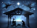 Christmas Nativity Scene Jesus Manger Silhouette Royalty Free Stock Photo