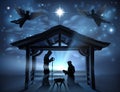 Christmas Nativity Scene Jesus Manger Silhouette Royalty Free Stock Photo