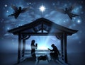 Christmas Nativity Scene Jesus Manger Silhouette Royalty Free Stock Photo