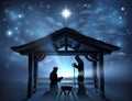 Christmas Nativity Scene Jesus Manger Silhouette Royalty Free Stock Photo