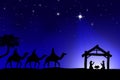 Traditional Christian Christmas Nativity scene with the three wi Royalty Free Stock Photo