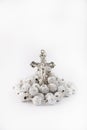 Traditional christian holy religious white rosary isolated on white background