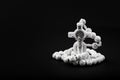 Traditional christian holy religious white rosary isolated on black background