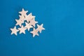 Traditional christmas blue background with silver stars for greeting lettering or announcement Royalty Free Stock Photo