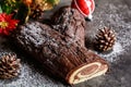 Traditional Christmas Buche de Noel cake