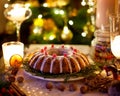 Traditional Christmas cake with dried fruits, raisins and nuts Royalty Free Stock Photo