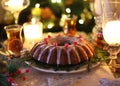 Traditional Christmas cake with dried fruits, raisins and nuts Royalty Free Stock Photo