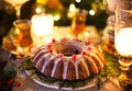 Traditional Christmas cake with dried fruits, raisins and nuts Royalty Free Stock Photo