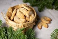 Traditional Christmas cookies vanillekipferl from Germany and Austria. Almond vanilla crescents. Christmas baking. Royalty Free Stock Photo