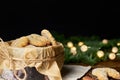 Traditional Christmas cookies vanillekipferl from Germany and Austria. Almond vanilla crescents. Christmas baking. Royalty Free Stock Photo