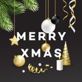 Traditional Christmas decoration elements. Modern card or poster designs. Vector illustration Royalty Free Stock Photo