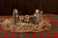 Traditional Christmas decoration. Nativity scene with Christ`s birth. Rustic Royalty Free Stock Photo