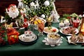 Traditional Christmas Eve dishes on festive table Royalty Free Stock Photo