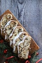 Traditional Christmas german dessert Stollen also known as Christstollen.