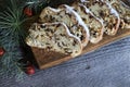 Traditional Christmas german dessert Stollen also known as Christstollen.