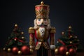 Traditional Christmas holiday wooden nutcracker, toy soldier. Generative AI Royalty Free Stock Photo