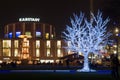 Traditional christmas market with illuminated tree in the center