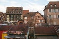 The traditional christmas market in the square of Colmar Royalty Free Stock Photo