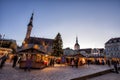 Traditional Christmas market in Tallinn old town. Royalty Free Stock Photo